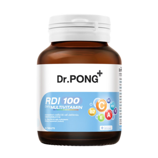 Dr.PONG - RDI 100 Daily Multivitamin, B-Complex, Vitamins A, C, D3, E, K1, Folic Acid and Biotin (30 capsules)