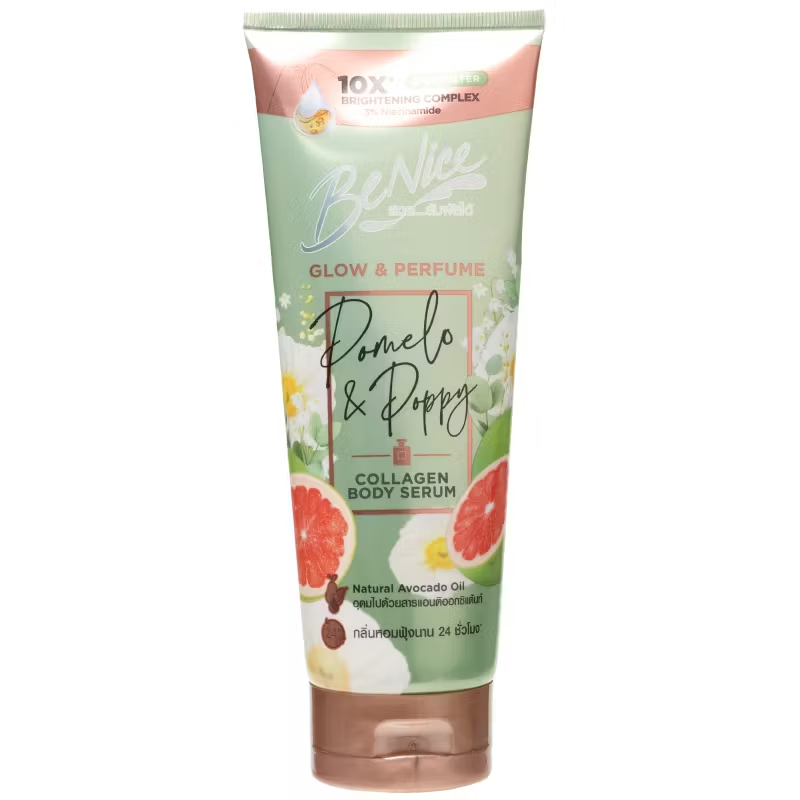 BeNice - Glow & Perfume Pomelo & Poppy Collagen BodySerum Tube Green 170ml.
