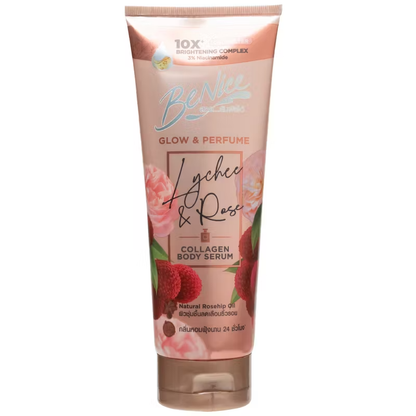 BeNice - Glow & Perfume Lychee & Rose Collagen Body Serum Tube Pink 170ml.