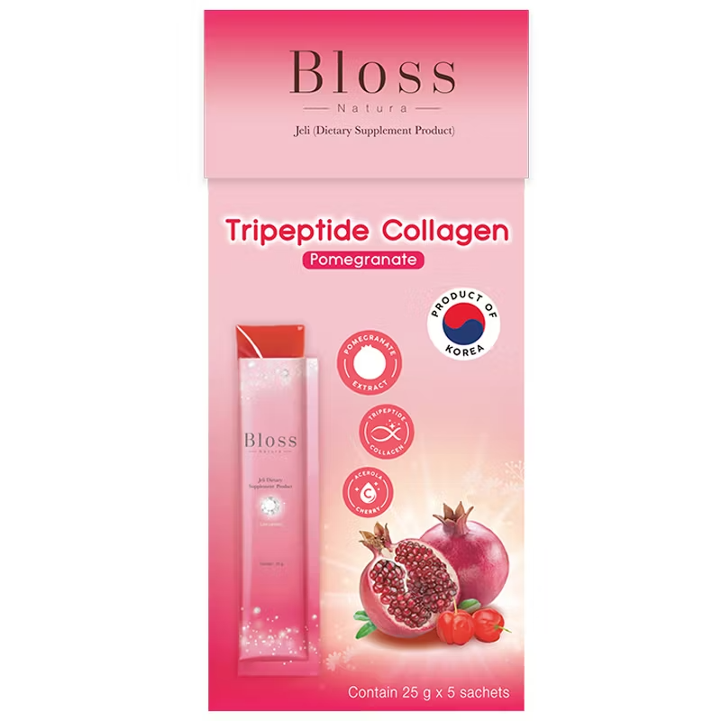 Bloss Natura - Jeli Tripeptide Collagen Dietary Aura Booster, Pomegranate Flavor 25g. (10 sachets)