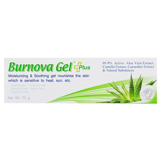 Burnova - Gel Plus, Aloe Vera, Centella and Cucumber Extracts 70g.