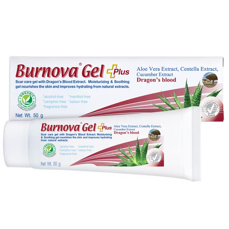 Burnova - Gel Plus Dragon's Blood Extract, Centella and Cucumber Extracts 50g.