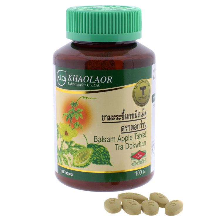 Khaolaor - Bitter Melon, Balsam Apple, Momordica charantia L., Tra Dokwhan (100 tablets)