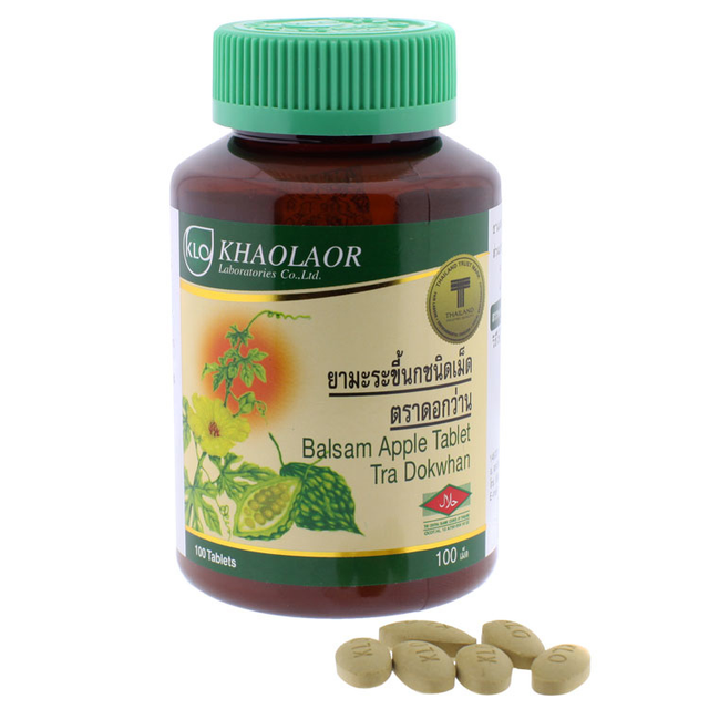 Khaolaor - Bitter Melon, Balsam Apple, Momordica charantia L., Tra Dokwhan (100 tablets)