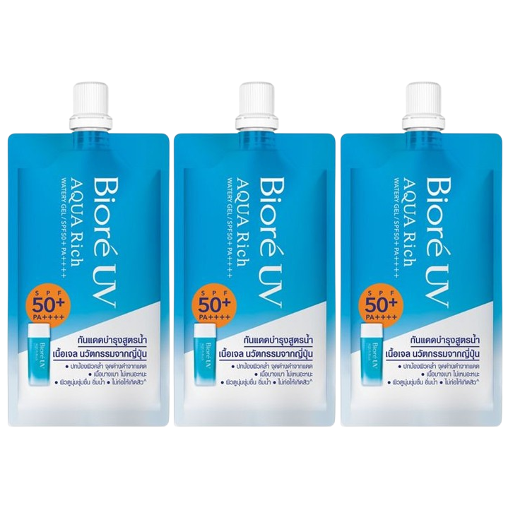 Biore - UV Aqua Rich Watery Gel SPF 50+/PA++++ 7ml. (Pack of 3)
