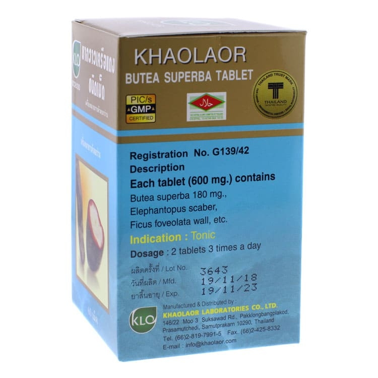 Khaolaor - Butea Superba Tablet - Butea Superba, Elephantopus Scaber Linn., Ficus Pubigera Wall. (60 tablets)