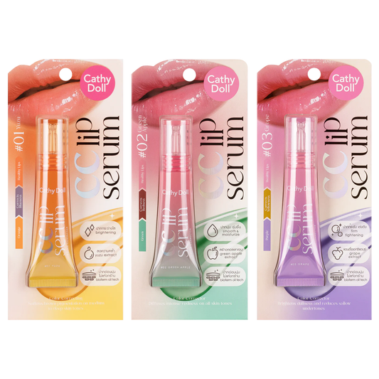 Cathy Doll - CC Lip Serum Color Correctors - Yuzu, Green Apple and Grape 10g. each (Pack of 3 Mix)