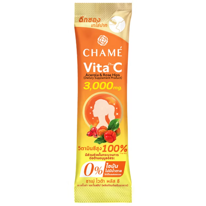 Chame' - Vita Pus C 3000 mg. - Acerola Roes Hips (10 Sachets) - Made in Thailand