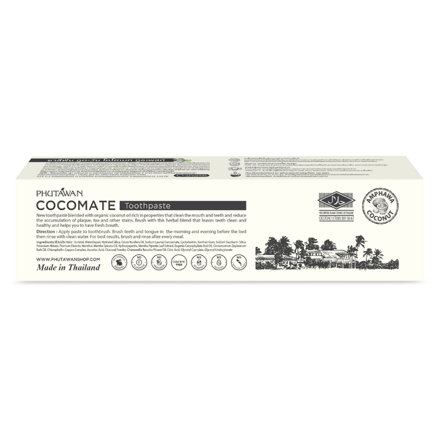 Phutawan - Cocomate Natural Premium Toothpaste with Organic Coconut Oil 110g.