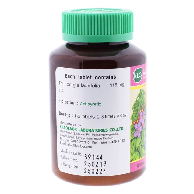 Khaolaor - Rangchuet, Compound Thunbergia Laurifolia (100 tablets)