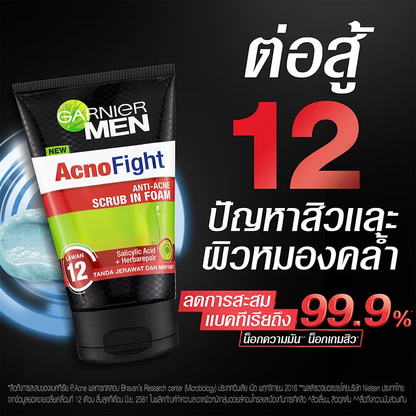 Garnier Men - Acno Fight - Anti-Acne Scrub in Foam 100 ml - Made in Indonesia