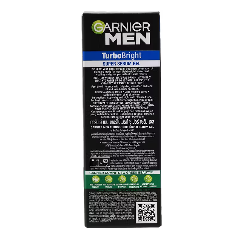 Garnier Men - Turbo Bright - 5x Vitamin C - Super Serum Gel 30ML - Made in Indonesia