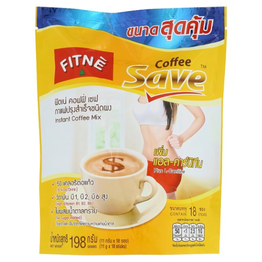 Fitne - Coffee Save, Instant Coffee Mix 198g. (18 x 11g. sachets)