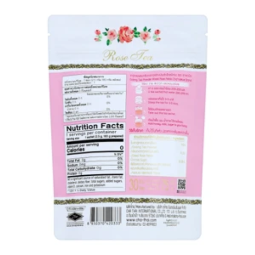 Cha Tra Mue - Oolong Thai Tea Powder Mixed Rose Petals, Bag type 75g. (30 x 2.5g. bags)