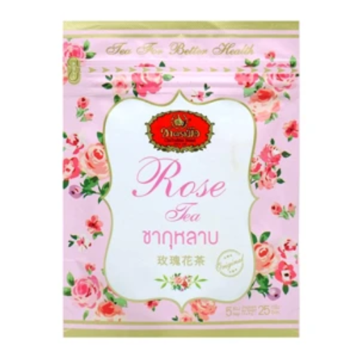 Cha Tra Mue - Oolong Thai Tea Powder Mixed Rose Petals, Bag type 25g. (5 x 5g. bags)