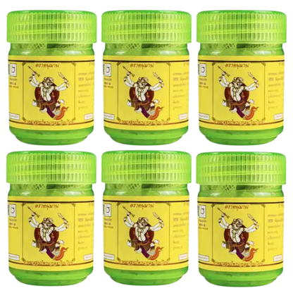 Hanuman - Herbal Inhaler - Traditional Natural Scent - Yadom - Relieves Dizziness (Pack of 6) - Made in Thailand