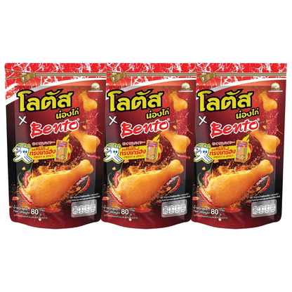 Lotus x Bento - Chicken Leg Snack - Squid Flavor 80g. (Pack of 3)