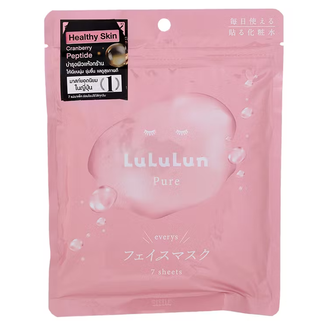 Lululun - Pure Pink Face Mask (Pack of 3 x 7 sheets)