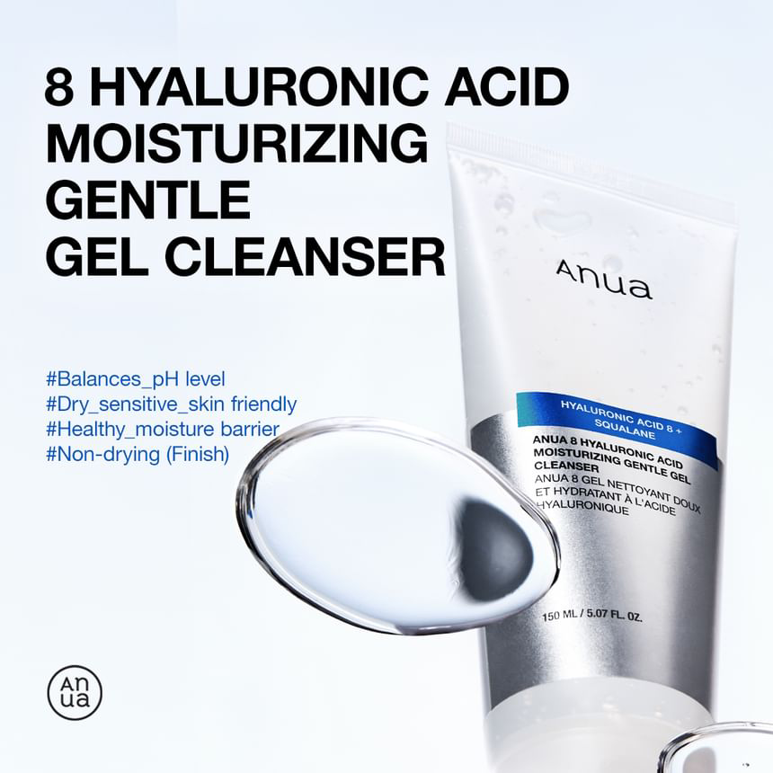 Anua - 8 Hyaluronic Acid Moisturizing Gentle Gel Cleanser 150ml.