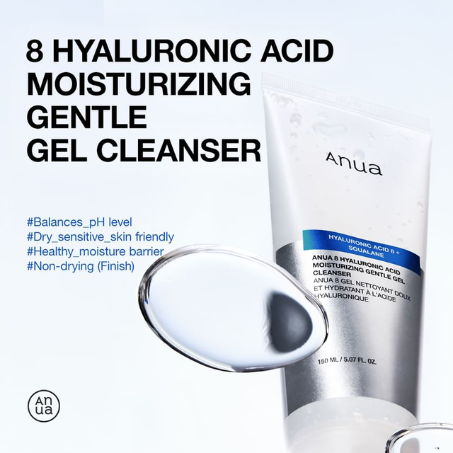 Anua - 8 Hyaluronic Acid Moisturizing Gentle Gel Cleanser 150ml.