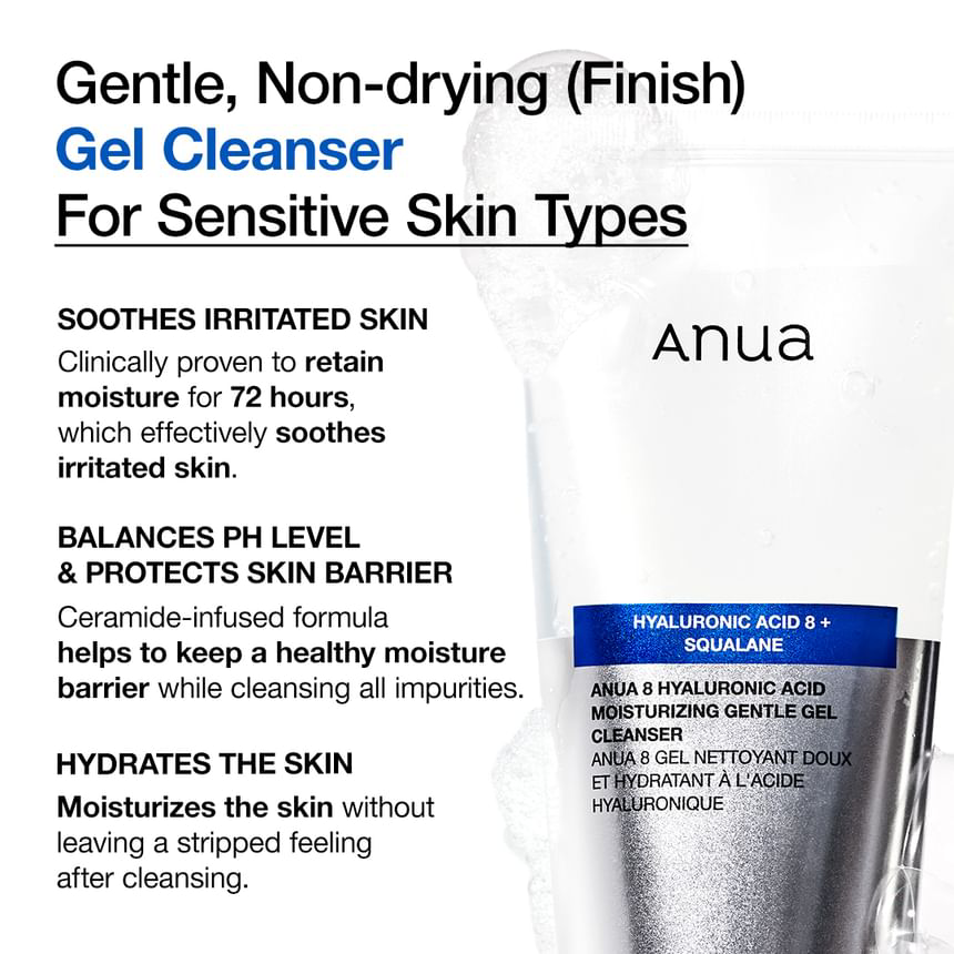 Anua - 8 Hyaluronic Acid Moisturizing Gentle Gel Cleanser 150ml.