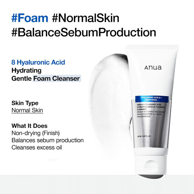 Anua - 8 Hyaluronic Acid Moisturizing Gentle Gel Cleanser 150ml.