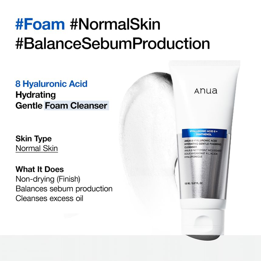 Anua - 8 Hyaluronic Acid Moisturizing Gentle Gel Cleanser 150ml.