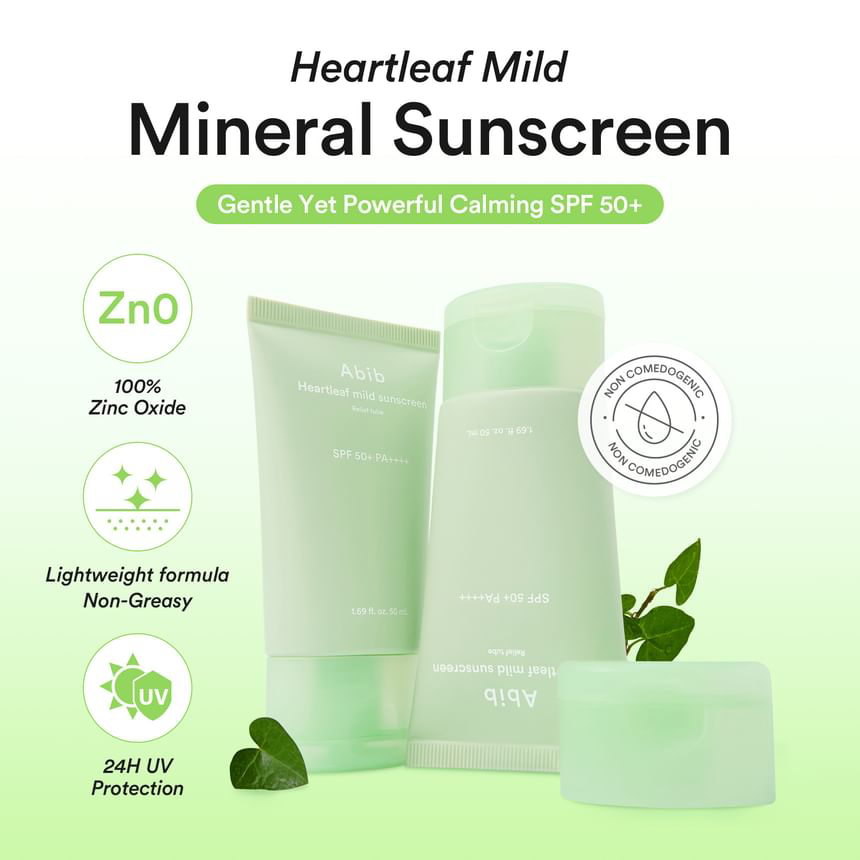 Abib - Heartleaf Mild Sunscreen Relief Tube 50ml.