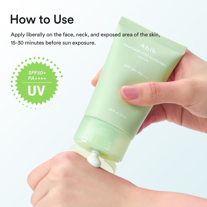 Abib - Heartleaf Mild Sunscreen Relief Tube 50ml.