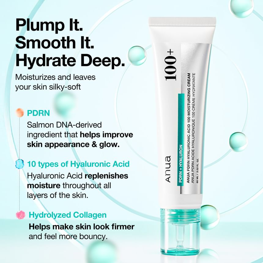 Anua - Bundle of: 1x PDRN Hyaluronic Acid Capsule 100 Serum 30ml. + 1x PDRN Hyaluronic Acid 100 Moisturizing Cream 60ml.