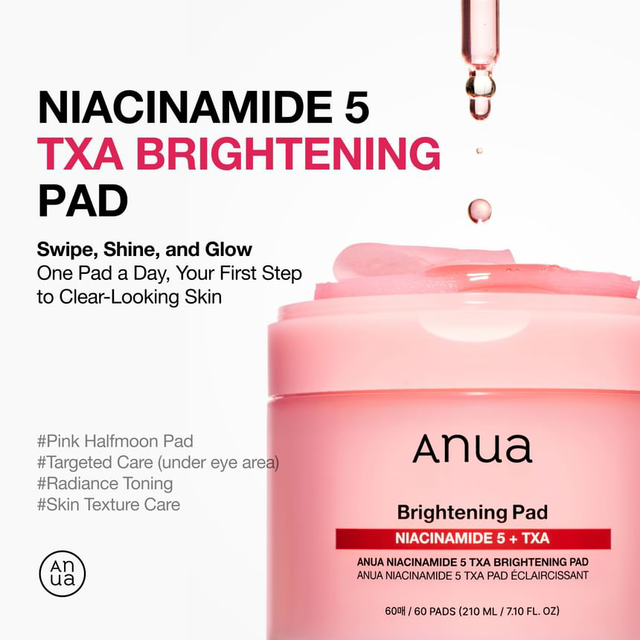Anua - Bundle of: 1x Niacinamide 5 TXA Brightening Pad (60 Pads) + 1x Niacinamide 10 TXA 4 Serum 30ml.