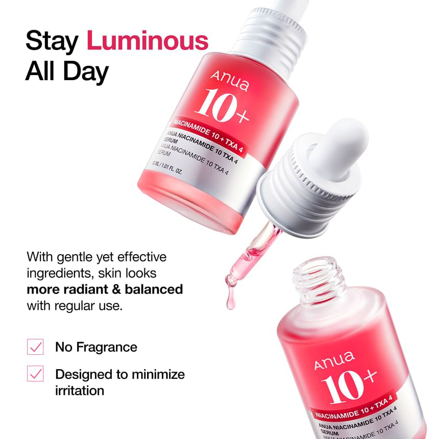 Anua - Bundle of: 1x Niacinamide 5 TXA Brightening Pad (60 Pads) + 1x Niacinamide 10 TXA 4 Serum 30ml.