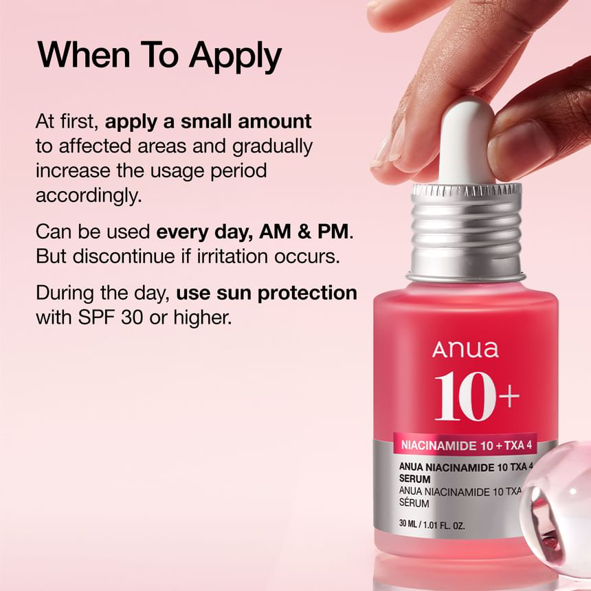 Anua - Bundle of: 1x Niacinamide 5 TXA Brightening Pad (60 Pads) + 1x Niacinamide 10 TXA 4 Serum 30ml.