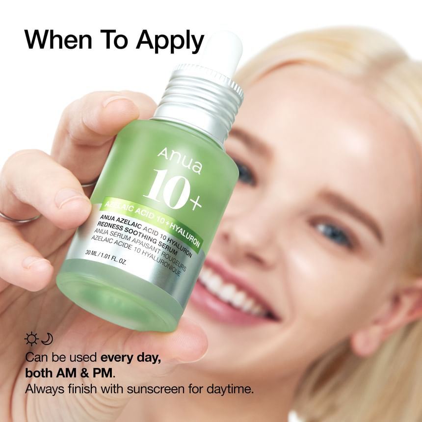 Anua - Bundle of: 1x Azelaic 10 Hyaluron Redness Soothing Pad (90 Pads) + 1x Azelaic Acid 10 Hyaluron Redness Soothing Serum 30ml.