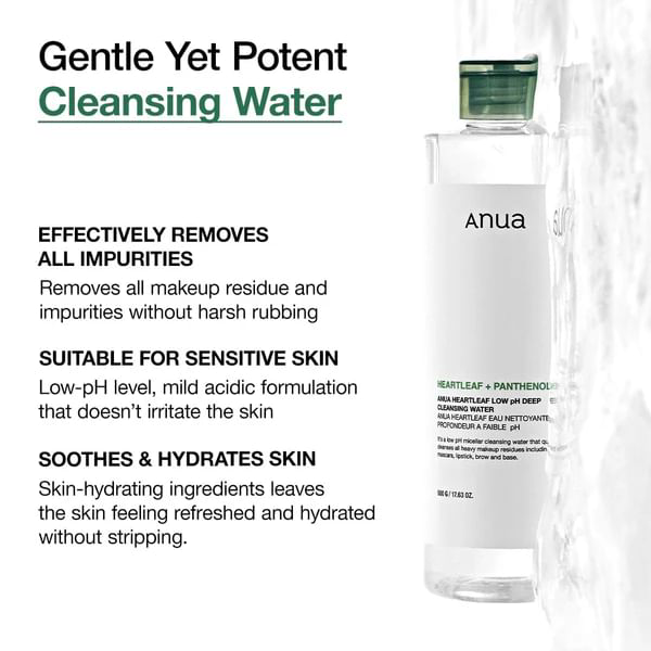 Anua - Heartleaf Low pH Deep Cleansing Water 500ml.