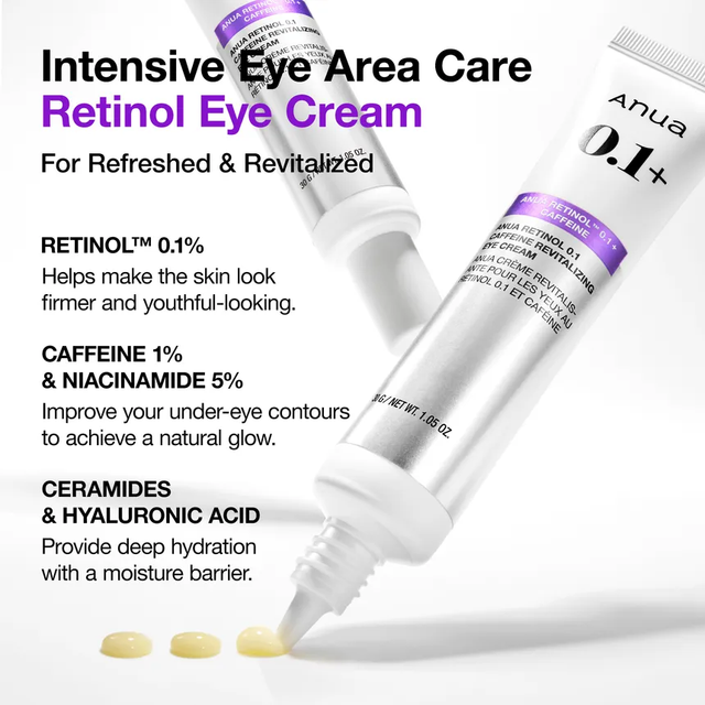Anua - Retinol 0.1 Caffeine Revitalizing Eye Cream 30g.