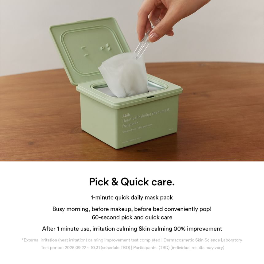 Abib - Heartleaf Calming Sheet Face Mask Daily Pick 380ml. (30 Sheets)