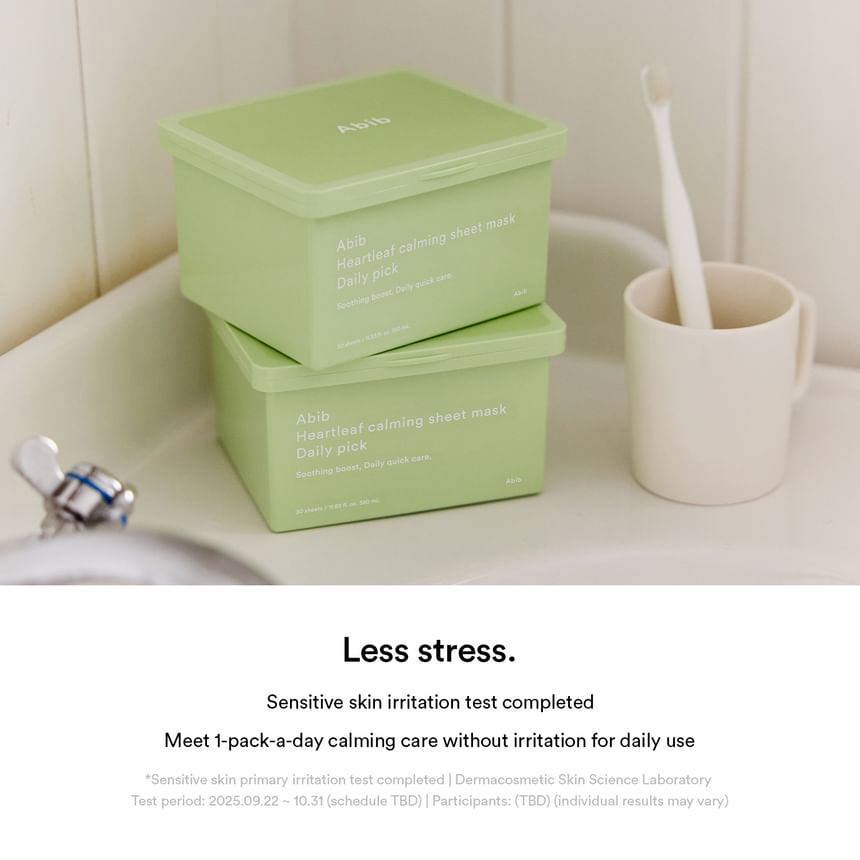 Abib - Heartleaf Calming Sheet Face Mask Daily Pick 380ml. (30 Sheets)