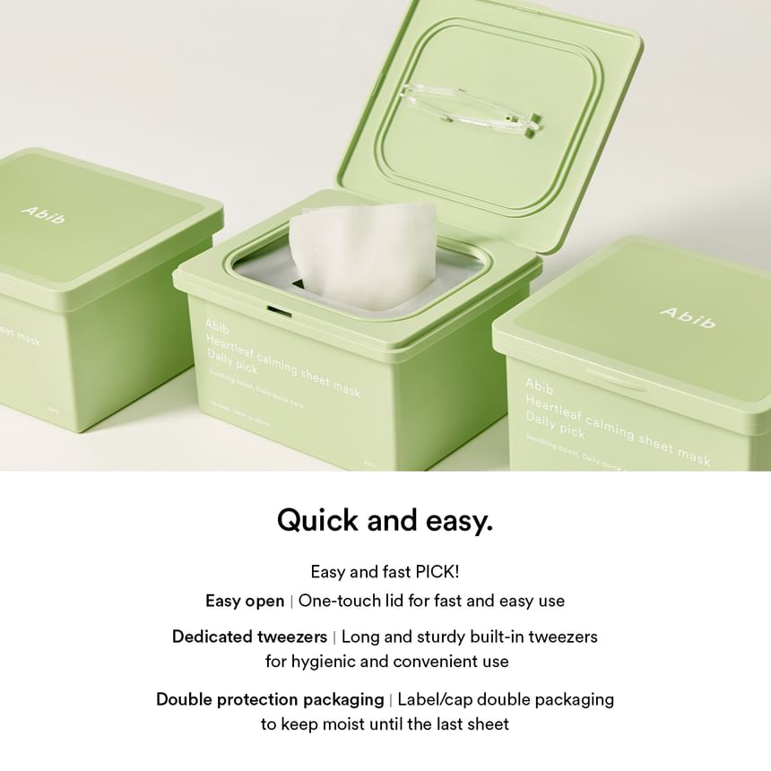 Abib - Heartleaf Calming Sheet Face Mask Daily Pick 380ml. (30 Sheets)