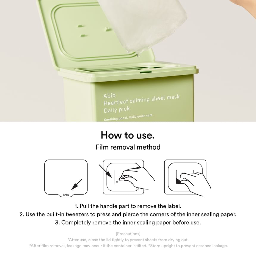 Abib - Heartleaf Calming Sheet Face Mask Daily Pick 380ml. (30 Sheets)