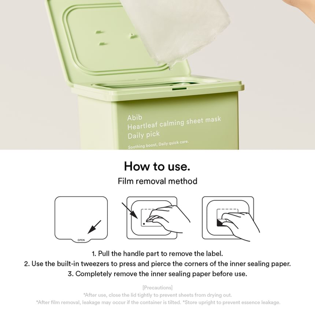 Abib - Heartleaf Calming Sheet Face Mask Daily Pick 380ml. (30 Sheets)