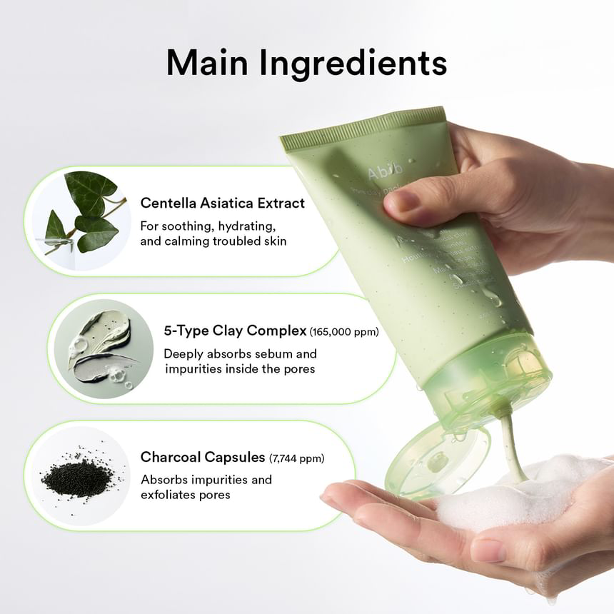 Abib - Pore Clay Pack Cleanser Heartleaf Charcoal Foam 120ml.