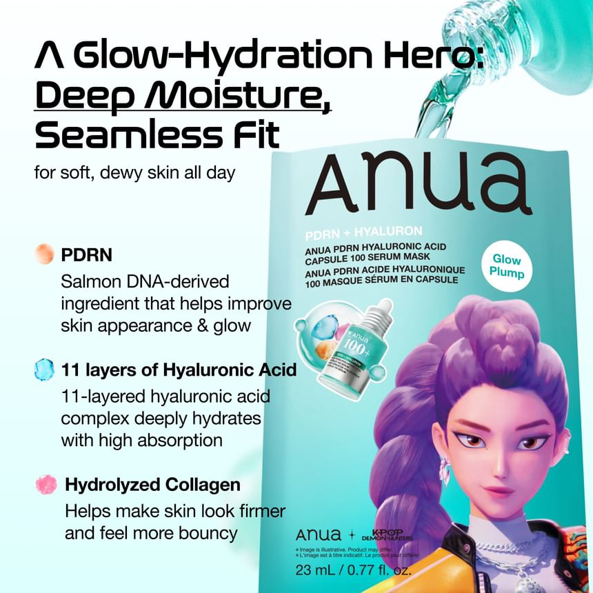 Anua - Kpop Demon Hunters PDRN Hyaluronic Acid Capsule 100 Serum Mask 23ml. (Pack of 3)