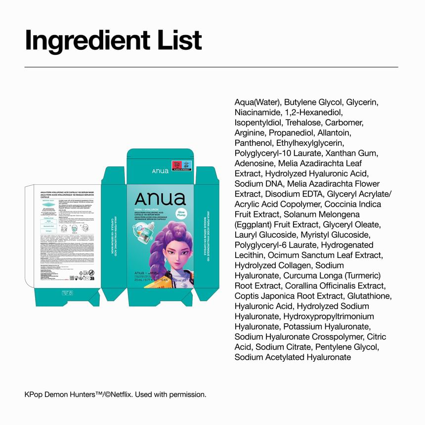 Anua - Kpop Demon Hunters PDRN Hyaluronic Acid Capsule 100 Serum Mask 23ml. (Pack of 3)