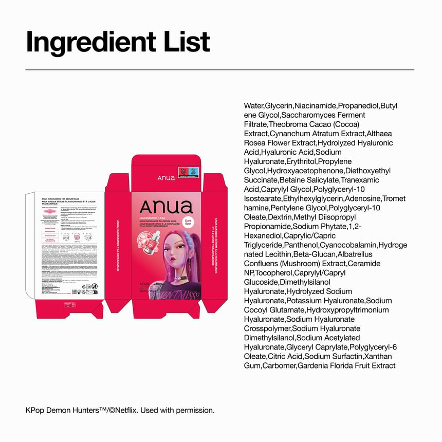 Anua - Kpop Demon Hunters Niacinamide TXA Serum Mask 28ml. (Pack of 3)