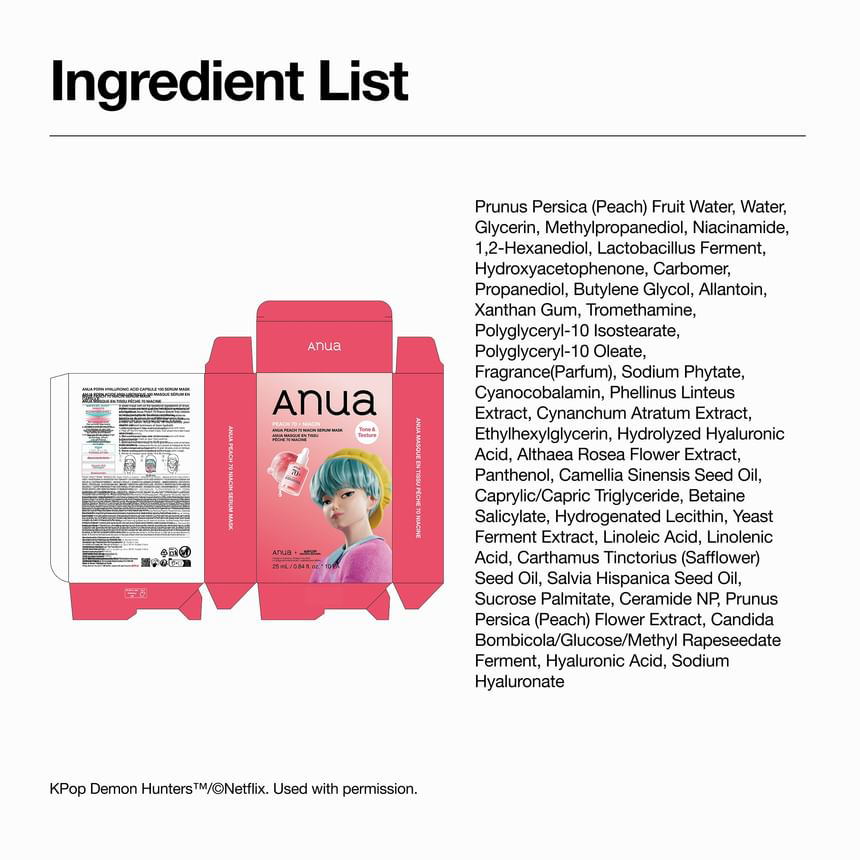Anua - Kpop Demon Hunters Peach 70 Niacin Serum Mask 25ml. (Pack of 3)