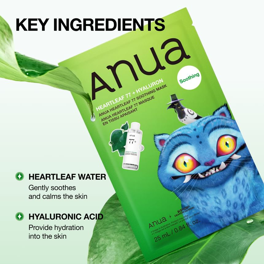 Anua - Kpop Demon Hunters Heartleaf 77 Soothing Mask 25ml. (Pack of 3)
