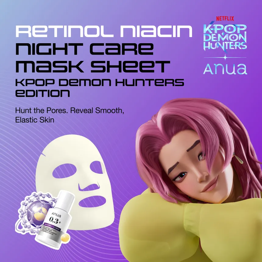 Anua - Kpop Demon Hunters Retinol Niacin Night Care Mask 24ml. (Pack of 3)