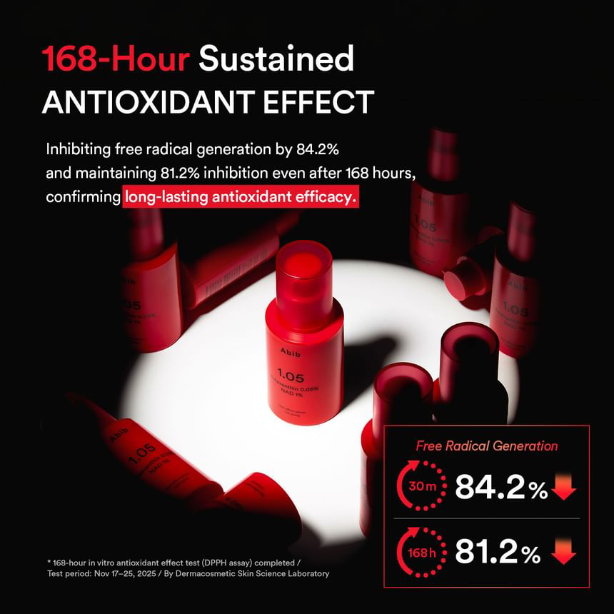 Abib - Red Effect Serum 1.05 Pump with Astaxanthin 0.05% and NAD 1% 30ml.