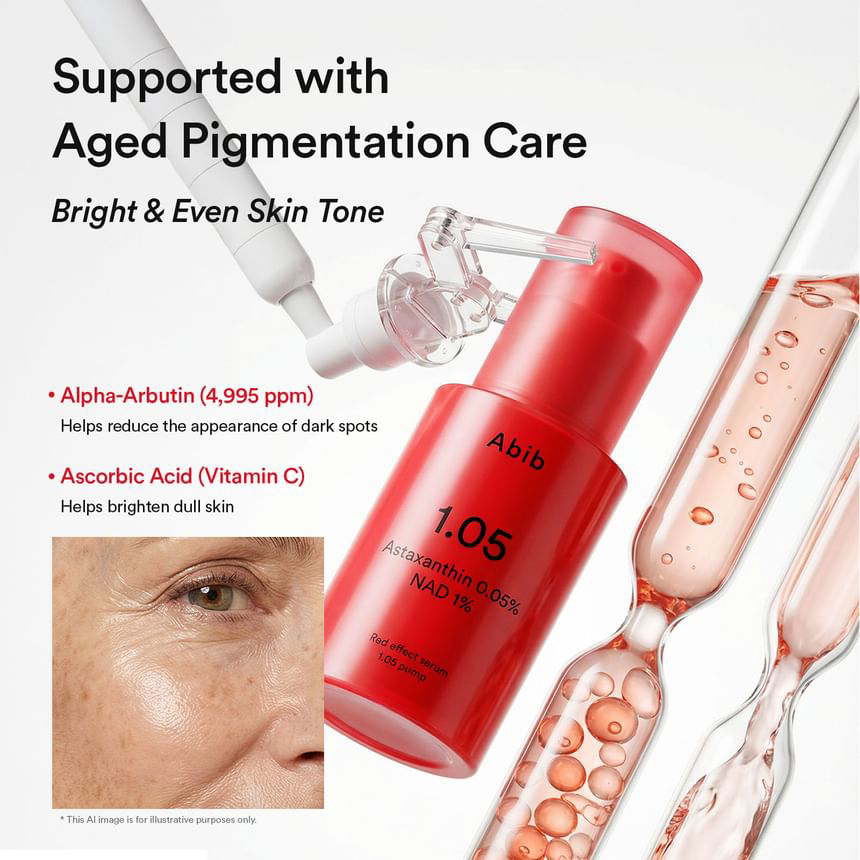 Abib - Red Effect Serum 1.05 Pump with Astaxanthin 0.05% and NAD 1% 30ml.